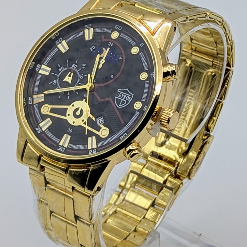 Gold and Black Elegant Dress Watch